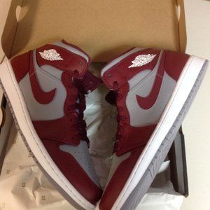 Air Jordan 1 Mid Men's Cherry Red/Gray/White Sneakers - USA Size:11 - New in Box